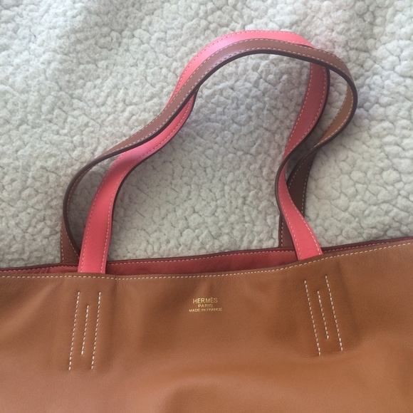Hermès Biscuit/Rose Jaipur Reversible Swift Leather Tote - Picture 11 of 16